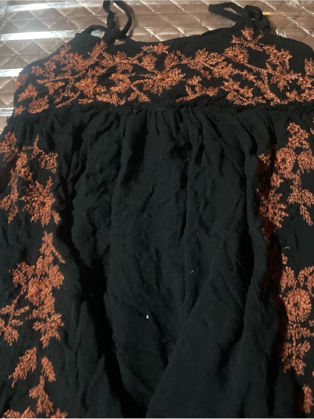 Free People Black Smocked Tank with Spaghetti Straps